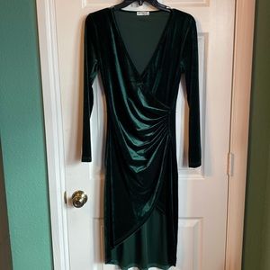 Green Velvet Winter Party Dress, Ladies Medium
